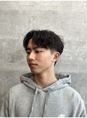 センターパートツイストパーマツーブロックセンター分け