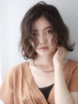 ネオリーブ クーロ(Neolive curro)&nbsp;ミルクティーカラー×無造作ウェーブ☆ボブスタイル