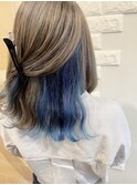 O-tete ブルー系インナーカラーブリーチ