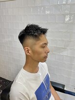 メリケンバーバーショップ フクオカ(MERICAN BARBERSHOP FUK)&nbsp;かき上げヘアショートレイアーくせ毛風パーマコンマヘアS5