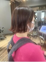 ヘアアンドメイク エジェリ(hair&make egerie) 韓国っぽピンクカシスカラー・切りっぱなしボブ