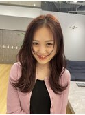 ショコラピンクブラウン顔まわりレイヤーレイヤーカット