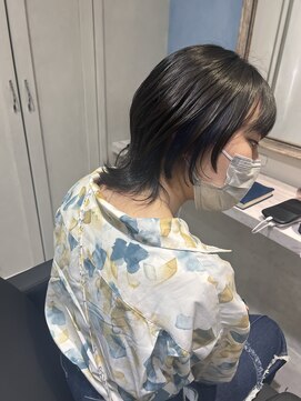 アソビ 表参道(ASOBI) ブリーチなしダブルカラー　ウルフカット　ブルーブラック