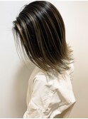 バレイヤージュグラデーションハイライト_マッシュショート_160
