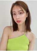 シースルーバング×巻かないミディアム