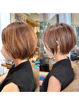 バンプ ギンザ(BUMP GINZA) 30代、40代/丸みくびれショートボブ×白髪染めハイライト/大宮