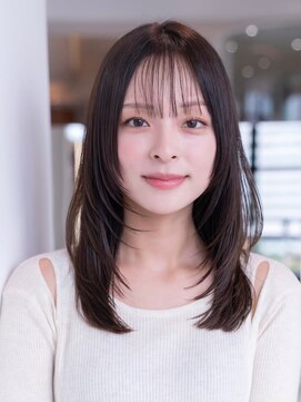 エースハバナ 渋谷(1 HAVANA) 20代30代大人かわいい斜めバングデザインカラーシルキーベージュ