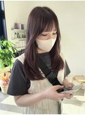 レイヤーカット/ラベンダーピンクベージュ/ブリーチ1回