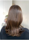 桑名ロングレイヤーカットミルクティーベージュロングヘア韓国