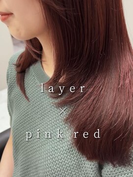 バディ 中野駅前店(BUDDY) レイヤーカット×ピンクレッドカラー【中野美容室/赤髪】
