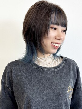 モリオフロムロンドン 松戸店(Morio from London) 【モリオ松戸　石山】ブルーインナーカラーミディアムレイヤー