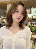 ミディアムレイヤーシースルーバング小顔カット【平島】