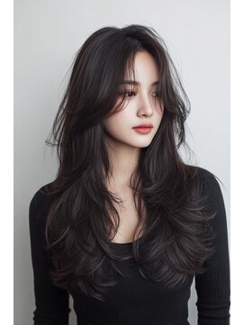 ケシキ 表参道 原宿(kesiki.) ミディアムレイヤー顔周りレイヤーハッシュカット韓国へア