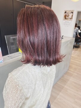 チェレ ロッソ 金剛店(Chere rosso) 外ハネボブ×チェリーブラウン×ハイライト