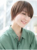 斜めバンググレージュカラー小顔ボブショートc越谷20代30代40代