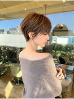 前髪あり耳掛け丸みくびれショートボブ20代30代40代50代(蘭)