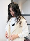 ダークアッシュ ロング こなれ感 ニュアンスパーマ ケアパーマ