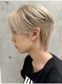 韓国風メンズカット中華ヘアハイトーンコンマヘアセンターパート