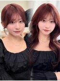 絶対盛れる似合わせ韓国顔周り/小顔流し前髪/チェリーレッド