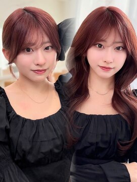 レイリー 原宿 表参道(Rayreee) 絶対盛れる似合わせ韓国顔周り/小顔流し前髪/チェリーレッド