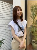 大人可愛いレイヤーカットピンクアッシュブリーチなし伸ばしかけ