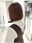 髪質改善縮毛矯正 前下がりボブ タッセルボブ ピンクブラウン