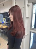 チェリーレッド ワンカールレイヤーカット