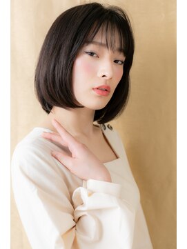 カバーヘア ブリス 大宮西口(COVER HAIR bliss) 黒髪アッシュ切りっぱなし小顔前下がりボブZ大宮20代30代40代