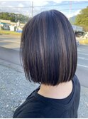 ハイライト ブリーチ 艶ボブ