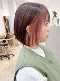 Say.韓国ボブインナーカラーイヤリングカラーショートボブ原宿