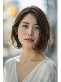 斜めバングイメチェンナチュラルカール［御殿場/裾野］