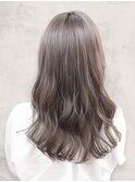 大人可愛い小顔くびれボブダークアッシュグレージュブリーチなし