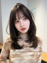 アイティーバイアルバム 八王子店(IT by ALBUM)&nbsp;顔周りレイヤーロング前髪カットおくれ毛グレージュ_ba556622