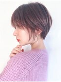 ショートレイヤーショートローズブラウンモーヴピンクひし形ボブ