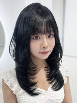 ヨロ 上野(YOLO) ハイライトカラーミルクティーベージュ海外レイヤーカット