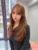 ボタン シブヤ(VOTAN SHIBUYA)&nbsp;ハッシュカット/韓国レイヤー/顔まわり/ブラウン/ベージュ/前髪