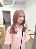 ピンクベージュロングレイヤー