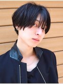 シースルーマッシュショート黒髪ミニウルフラウンドマッシュ