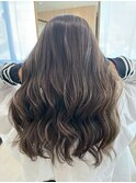 ハイライトカラー透明感グレージュ×シアーウェーブ