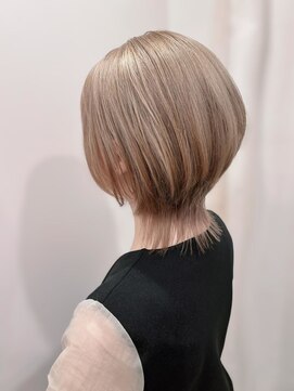 ハロ ハッピーヘアライフ 長居店(Halo happyhairlife) ショートボブミニウルフチェリーブラウンミディアム40代