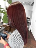 【白石】ブリーチなし赤髪ワインレッドボルドー暖色艶カラー原宿