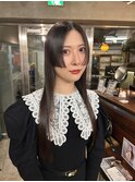 黒髪＊前髪なし姫カット