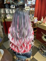 グリッツ (GLITZ) シルバーバレイヤージュカラー編み込みエクステピンク紫