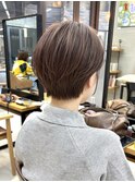 透明感カラー ボブ 前髪 ショート カラー ブリーチ&ダブルカラー