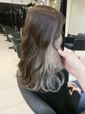 ◎ホワイトベージュインナーカラーイヤリングカラーブリーチ1回