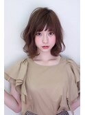 大人可愛いボブ小顔デジタルパーマとろみ感アッシュブラウン