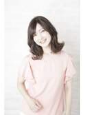 黒髪/グレーベージュ/レイヤーロング/前髪パーマ/銀座