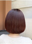 ボブヘア/ピンクカラー/カシスカラー/暖色
