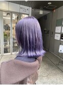 黒髪/グレーベージュ/レイヤーロング/前髪パーマ