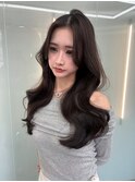 センターパート/前髪なし/韓国ヘア